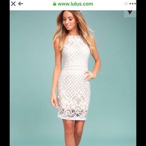 White lace dress with open back